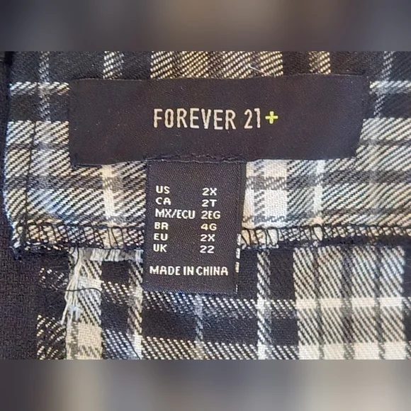 Forever 21+ Women's (Size 2X, Black & White) Plaid Pinafore Dress - Picture 2 of 4